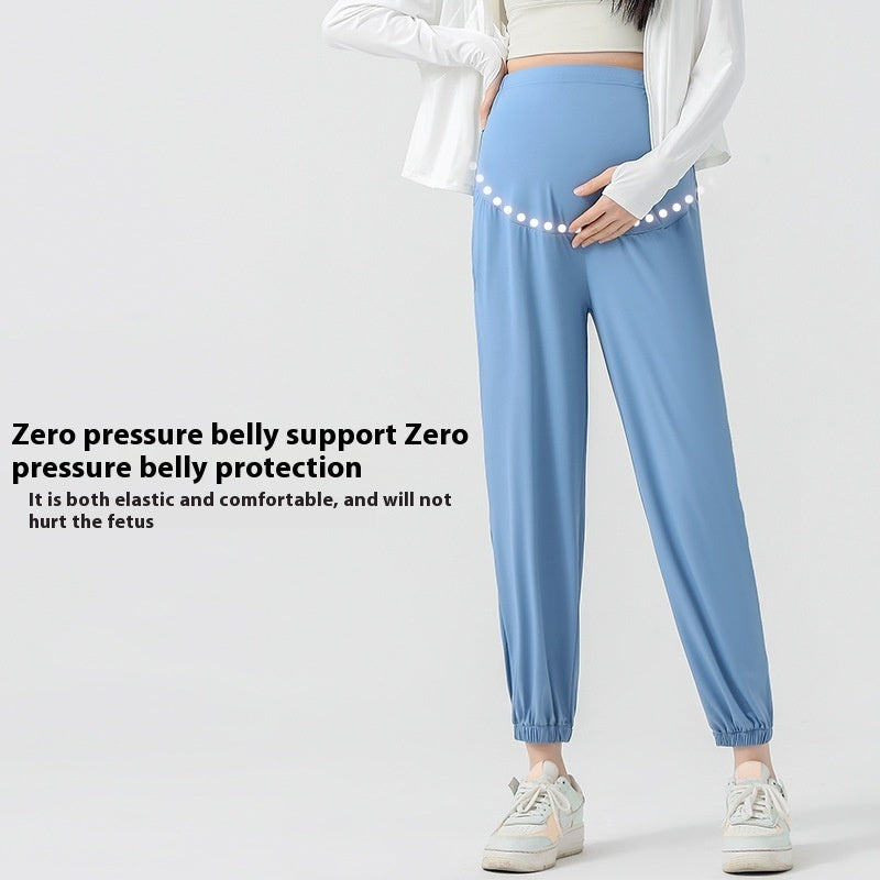 Ice Silk Maternity Sports Pants – Lightweight, Sunscreen & Plus Size Comfort - The Little Lights