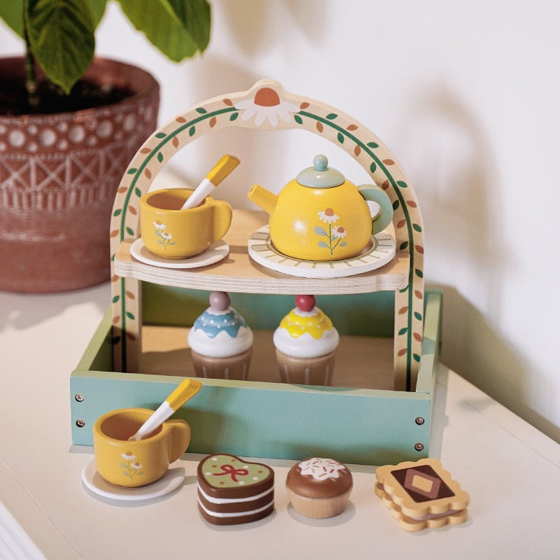 Wooden Afternoon Tea Set – Pretend Play Tea Party Toy for Kids - The Little Lights