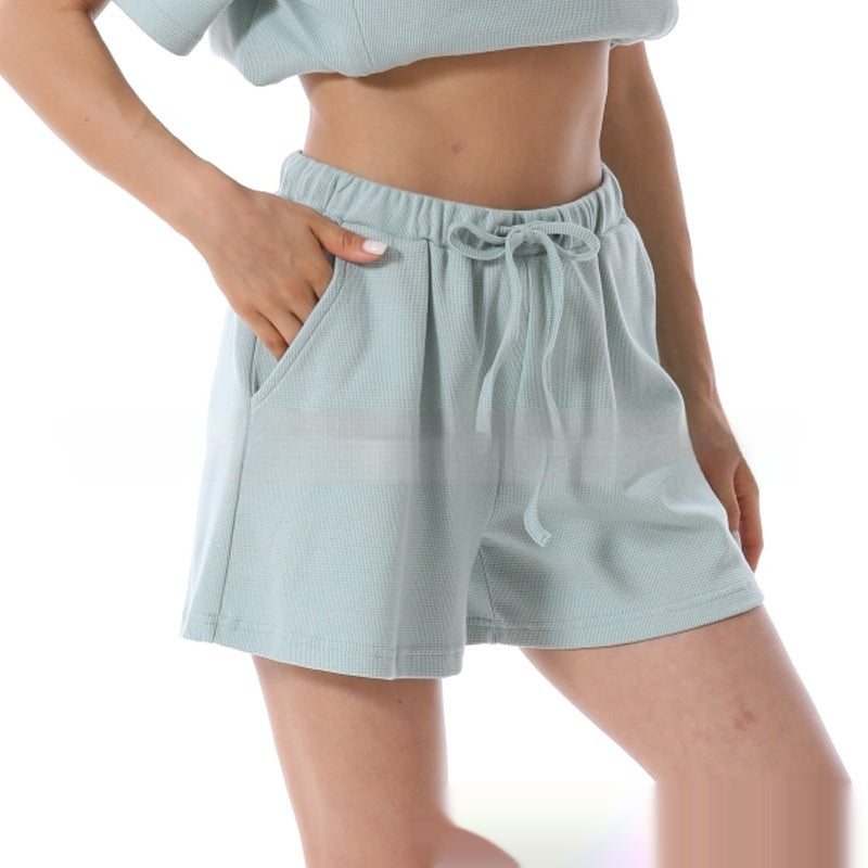 Summer Waffle Knit Maternity Pajama Set – Short Sleeve Nursing Top + Shorts (3XL–S) - The Little Lights