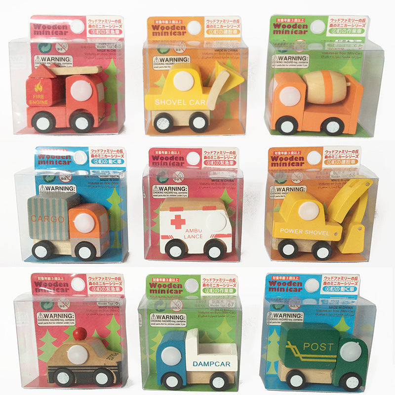 Wooden Toy Vehicle Set – 12-Piece Mini Trucks, Cars & Emergency Vehicles for Kids - The Little Lights
