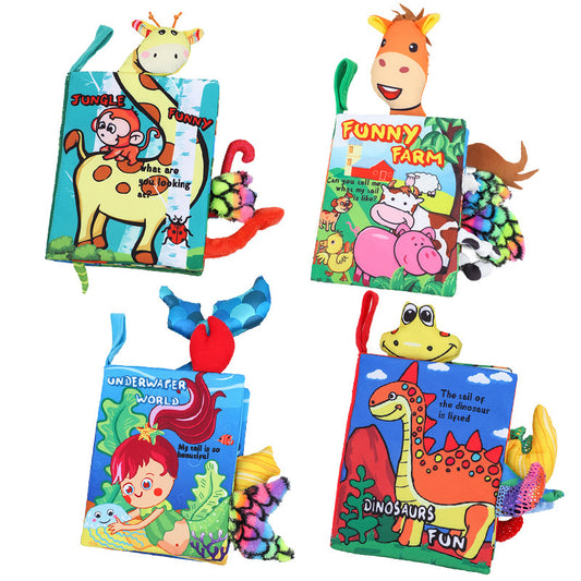 Animal Tail Cloth Book for Babies – Sensory Crinkle Soft Book with Textured Tails (Jungle, Ocean, Farm & Dino Themes) - The Little Lights