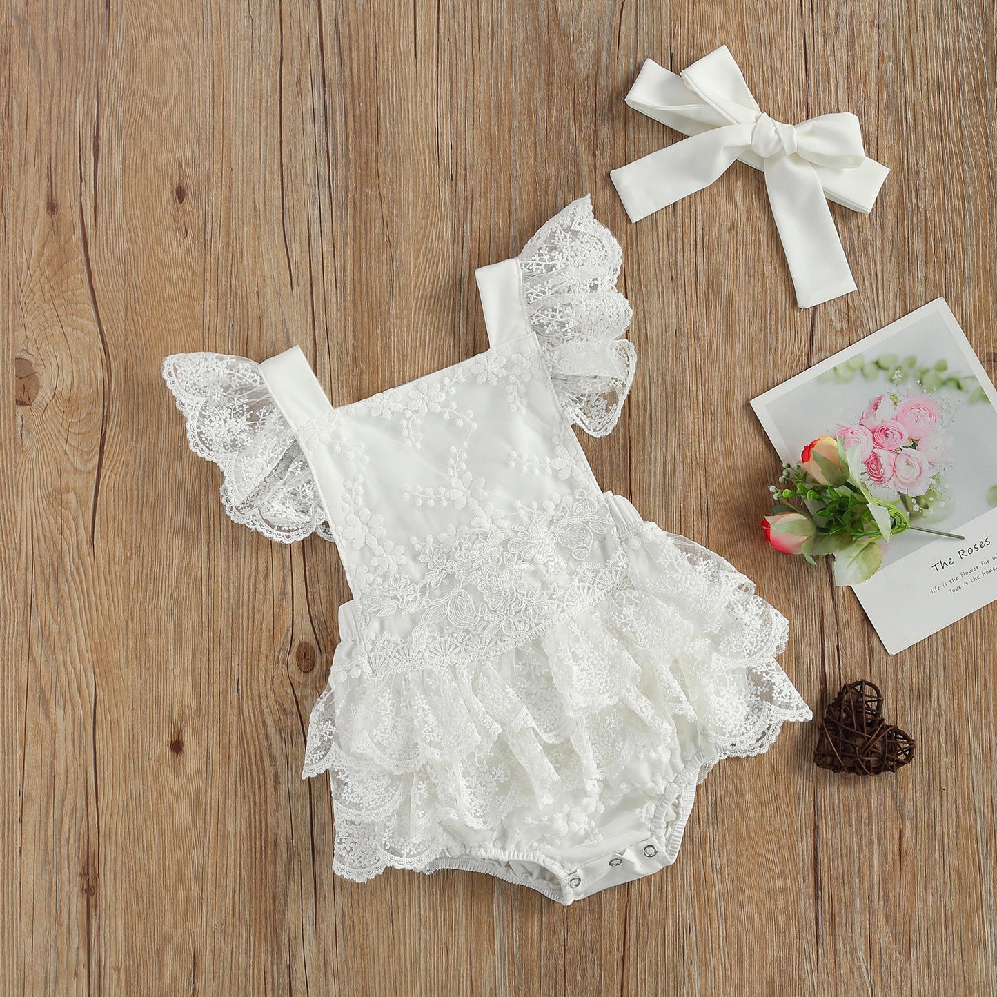 White Lace Baby Girl Dress Bodysuit – Formal Infant Outfit for Weddings, Parties & Photoshoots - The Little Lights