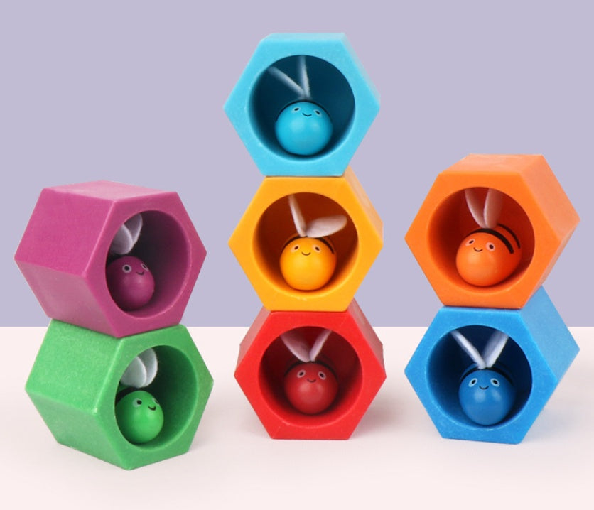 Montessori Wooden Bee Hive Toy – Color Sorting & Fine Motor Game for Toddlers - The Little Lights