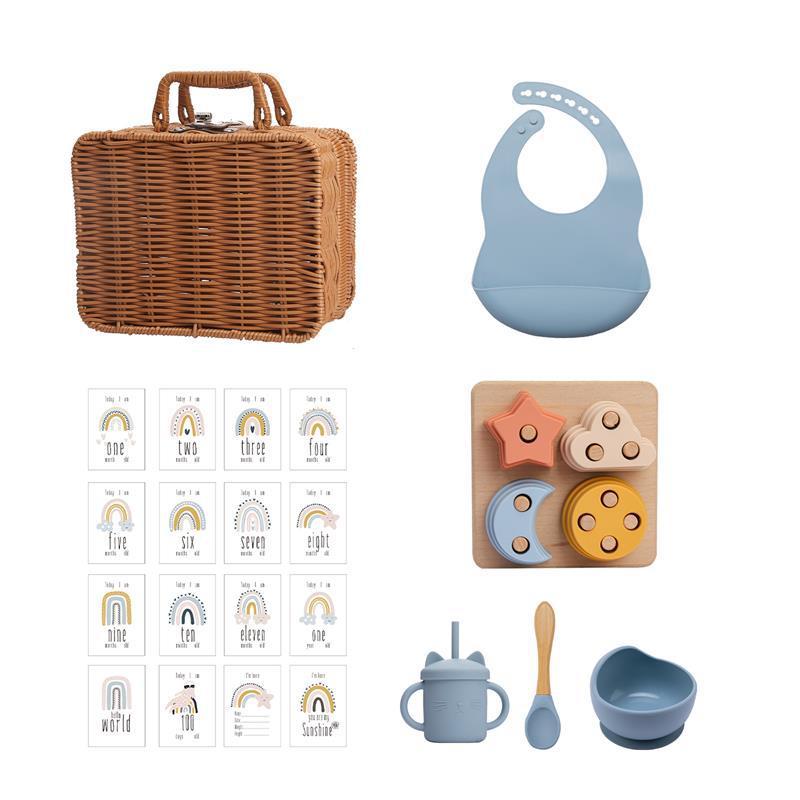 Montessori-Inspired Infant Educational Toy Set – Sensory Learning Toys with Wooden Stacking & Feeding Tools | Baby Gift Box (3 Styles) - The Little Lights