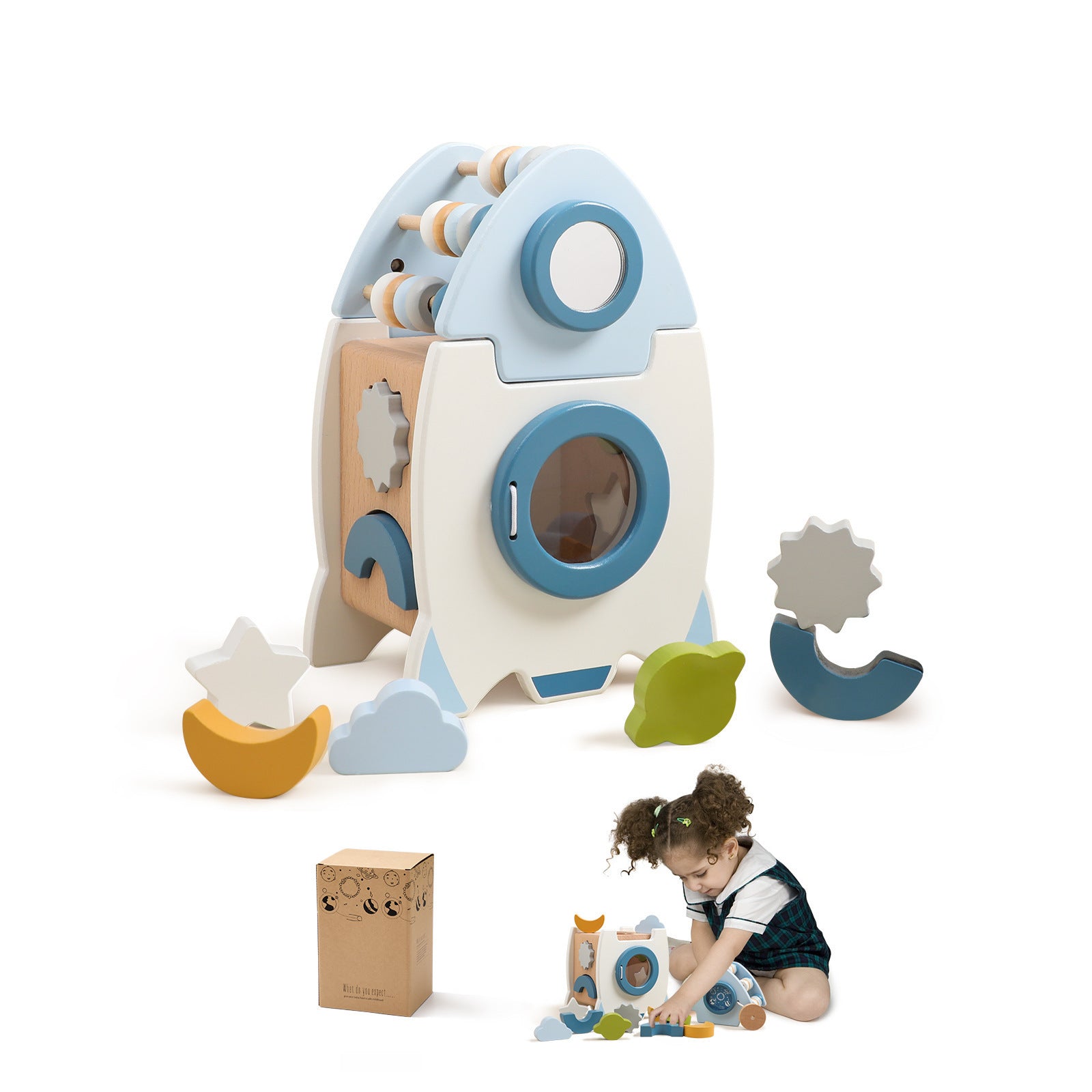 Montessori Rocket Busy Box – Multi-Sensory Wooden Toy for Toddlers’ Cognitive Development - The Little Lights
