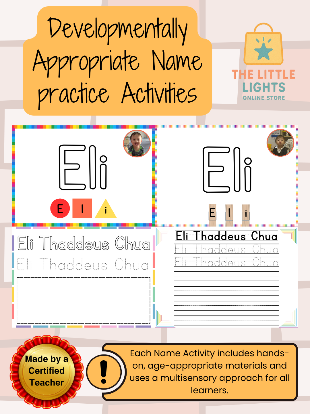 Customizable Name Practice Worksheets for Preschool and Kindergarten | Multisensory Name Tracing Activities for Early Learners - The Little Lights