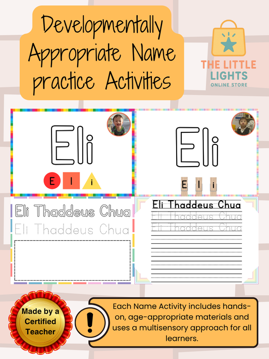 Customizable Name Practice Worksheets for Preschool and Kindergarten | Multisensory Name Tracing Activities for Early Learners - The Little Lights