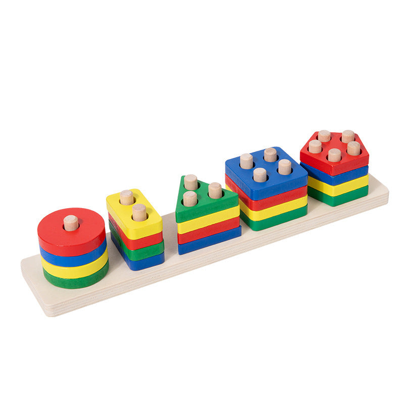 Montessori Wooden Shape & Color Matching Blocks – Early Learning Toy for Toddlers (1–3 Years) - The Little Lights