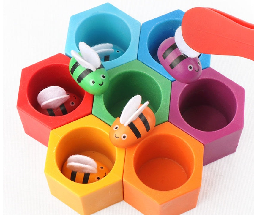 Montessori Wooden Bee Hive Toy – Color Sorting & Fine Motor Game for Toddlers - The Little Lights