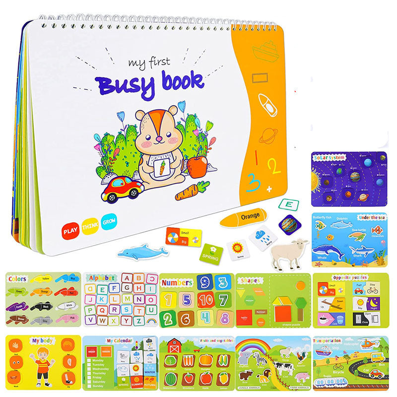 My First Busy Book – Montessori Early Learning Flip Book for Toddlers (Reusable Activities) - The Little Lights