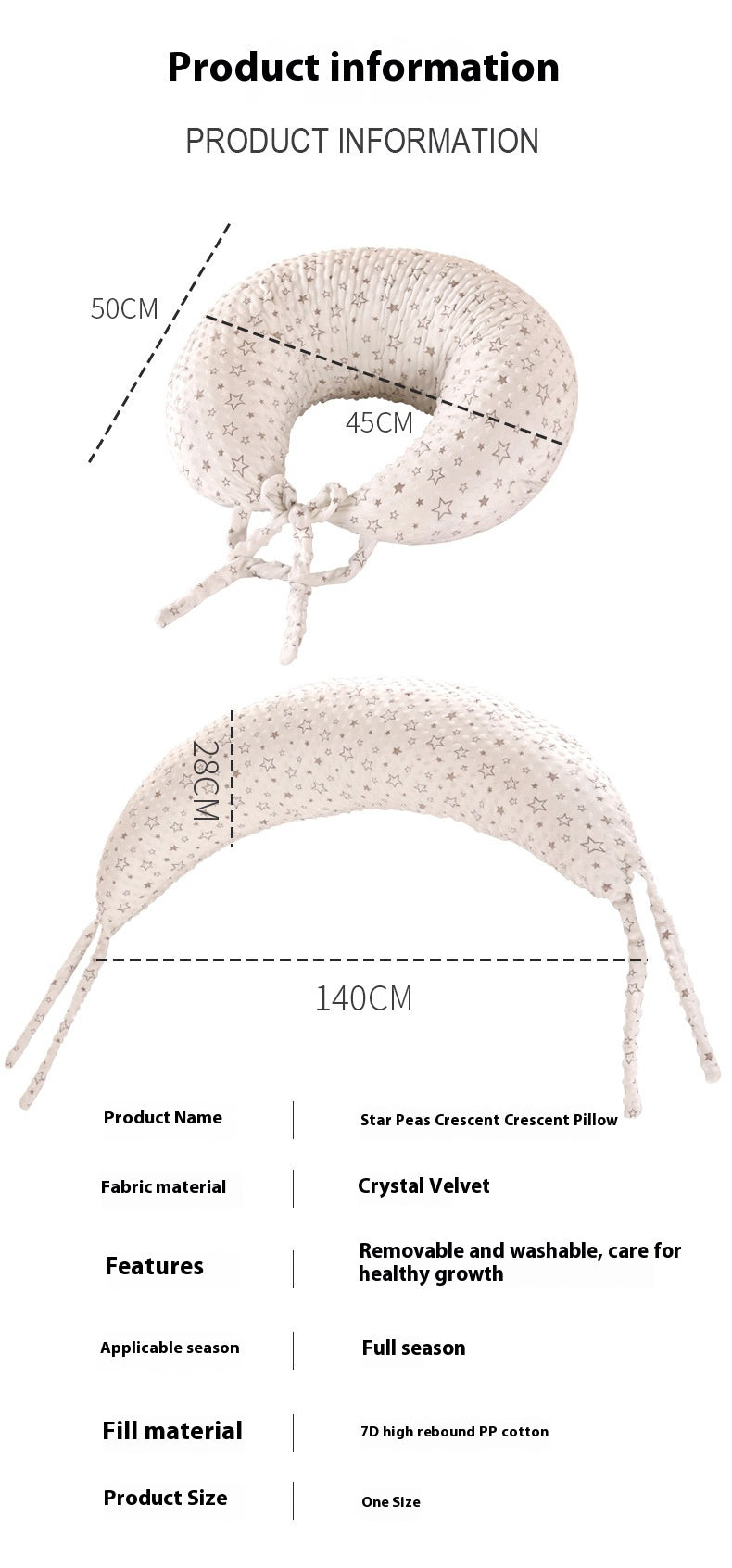 U-Shaped Maternity Pillow – Full Body Pregnancy Support Cushion (140x28cm) - The Little Lights