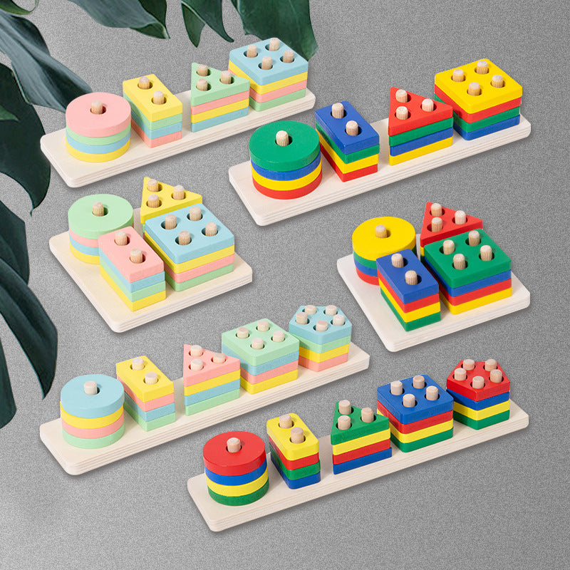 Montessori Wooden Shape & Color Matching Blocks – Early Learning Toy for Toddlers (1–3 Years) - The Little Lights