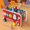 Montessori Wooden Animal Bus Toy – Pounding Bench, Musical Instrument & Gear Play for Toddlers - The Little Lights