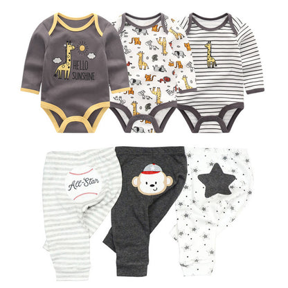 6-Piece Baby Bodysuit & Pants Set – Cotton Long Sleeve Infant Outfit (3M–12M) - The Little Lights