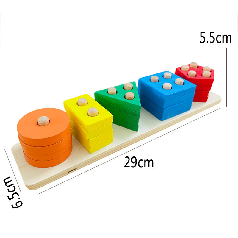 Montessori Wooden Shape & Color Matching Blocks – Early Learning Toy for Toddlers (1–3 Years) - The Little Lights