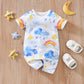Rainbow Cloud Baby Romper – Short Sleeve Cotton Jumpsuit for Summer (0–12M) - The Little Lights