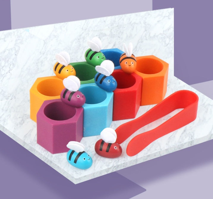 Montessori Wooden Bee Hive Toy – Color Sorting & Fine Motor Game for Toddlers - The Little Lights