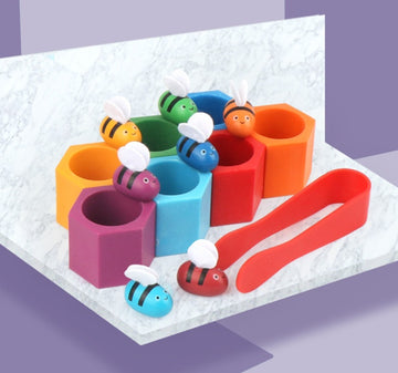 Montessori Wooden Bee Hive Toy – Color Sorting & Fine Motor Game for Toddlers - The Little Lights