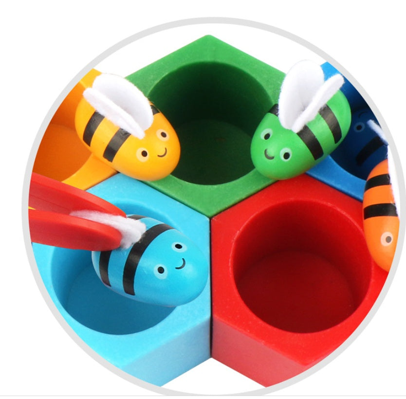 Montessori Wooden Bee Hive Toy – Color Sorting & Fine Motor Game for Toddlers - The Little Lights