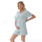 Summer Waffle Knit Maternity Pajama Set – Short Sleeve Nursing Top + Shorts (3XL–S) - The Little Lights