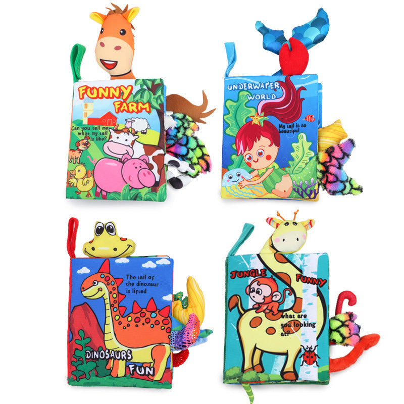 Animal Tail Cloth Book for Babies – Sensory Crinkle Soft Book with Textured Tails (Jungle, Ocean, Farm & Dino Themes) - The Little Lights