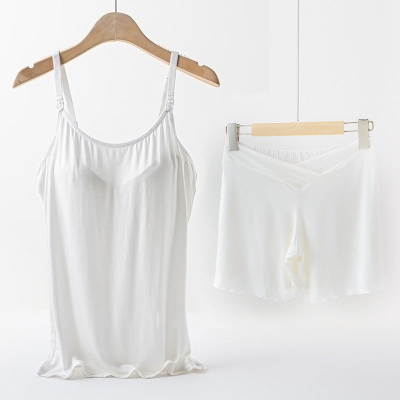 2-Piece Maternity Nursing Pajama Set – Padded Breastfeeding Cami + Low-Waist Shorts - The Little Lights