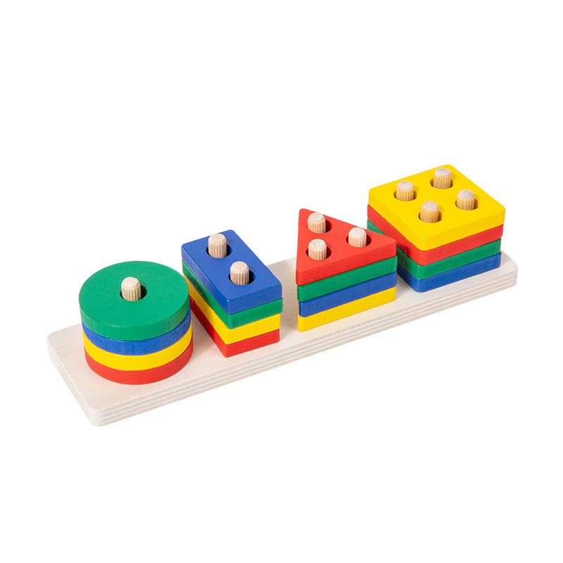 Montessori Wooden Shape & Color Matching Blocks – Early Learning Toy for Toddlers (1–3 Years) - The Little Lights
