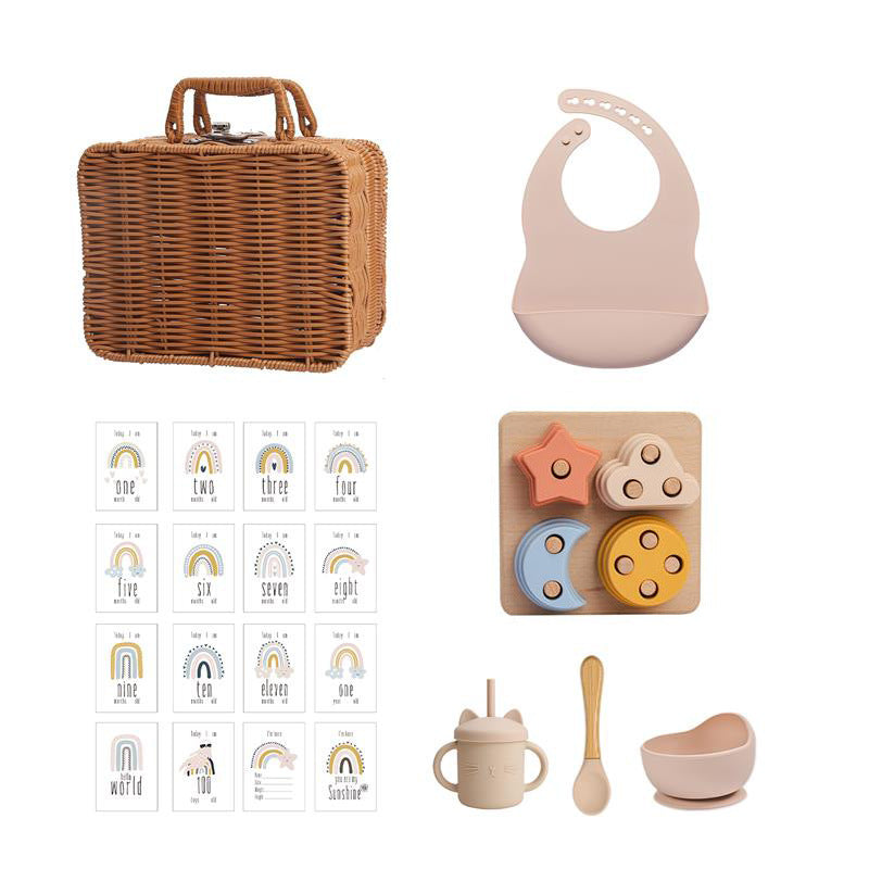 Montessori-Inspired Infant Educational Toy Set – Sensory Learning Toys with Wooden Stacking & Feeding Tools | Baby Gift Box (3 Styles) - The Little Lights