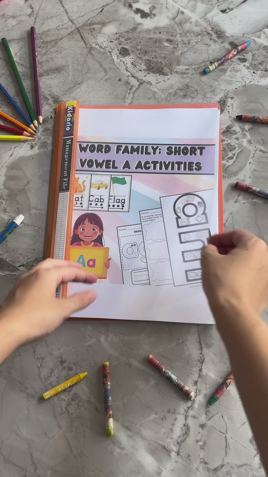 Word Family Revision Activity Sheets – Short Vowel A, E, I, O, U (Phonics Worksheets for Early Learners)